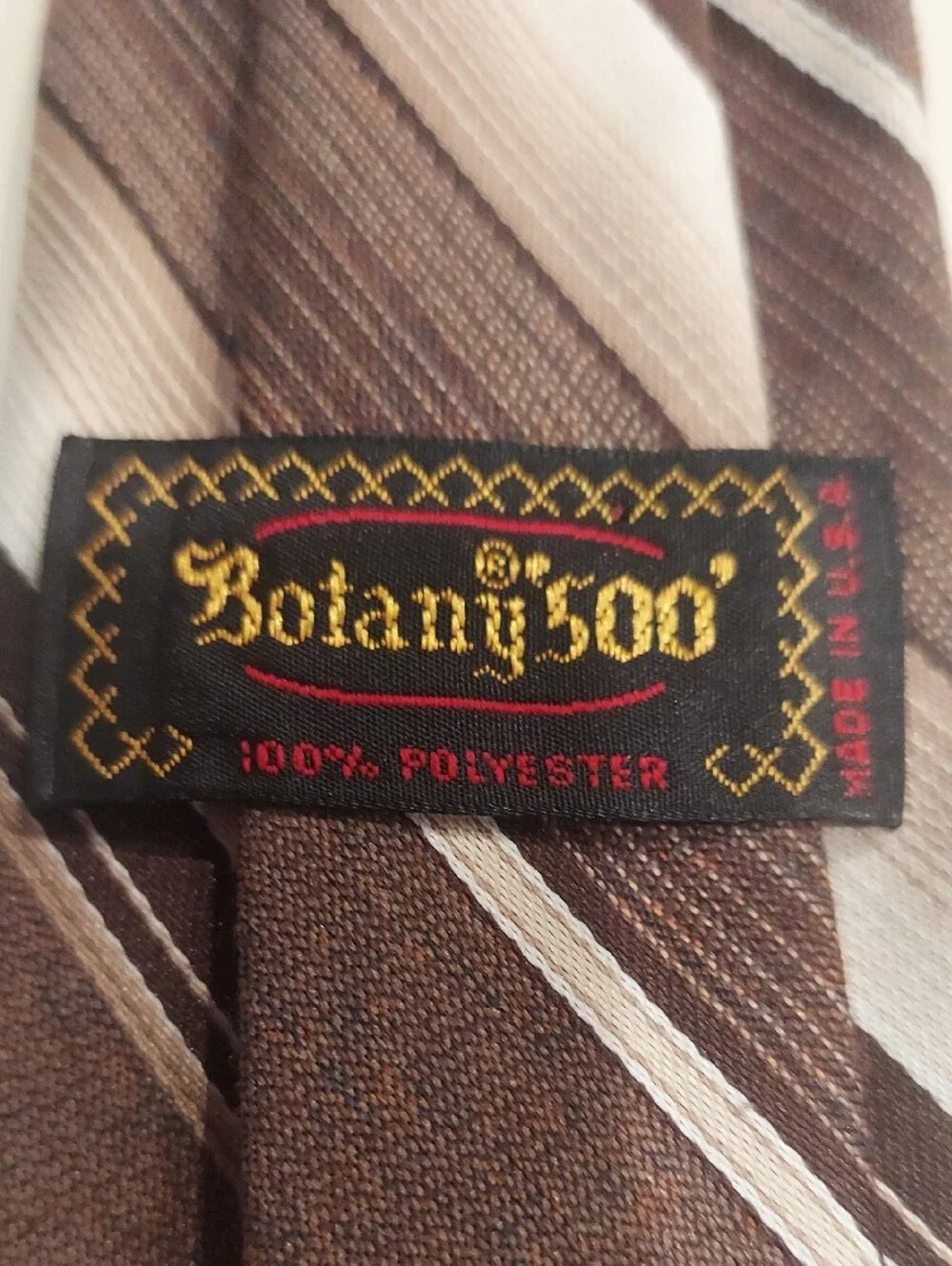 Vintage 1970s Botany 500 Brown Striped Tie